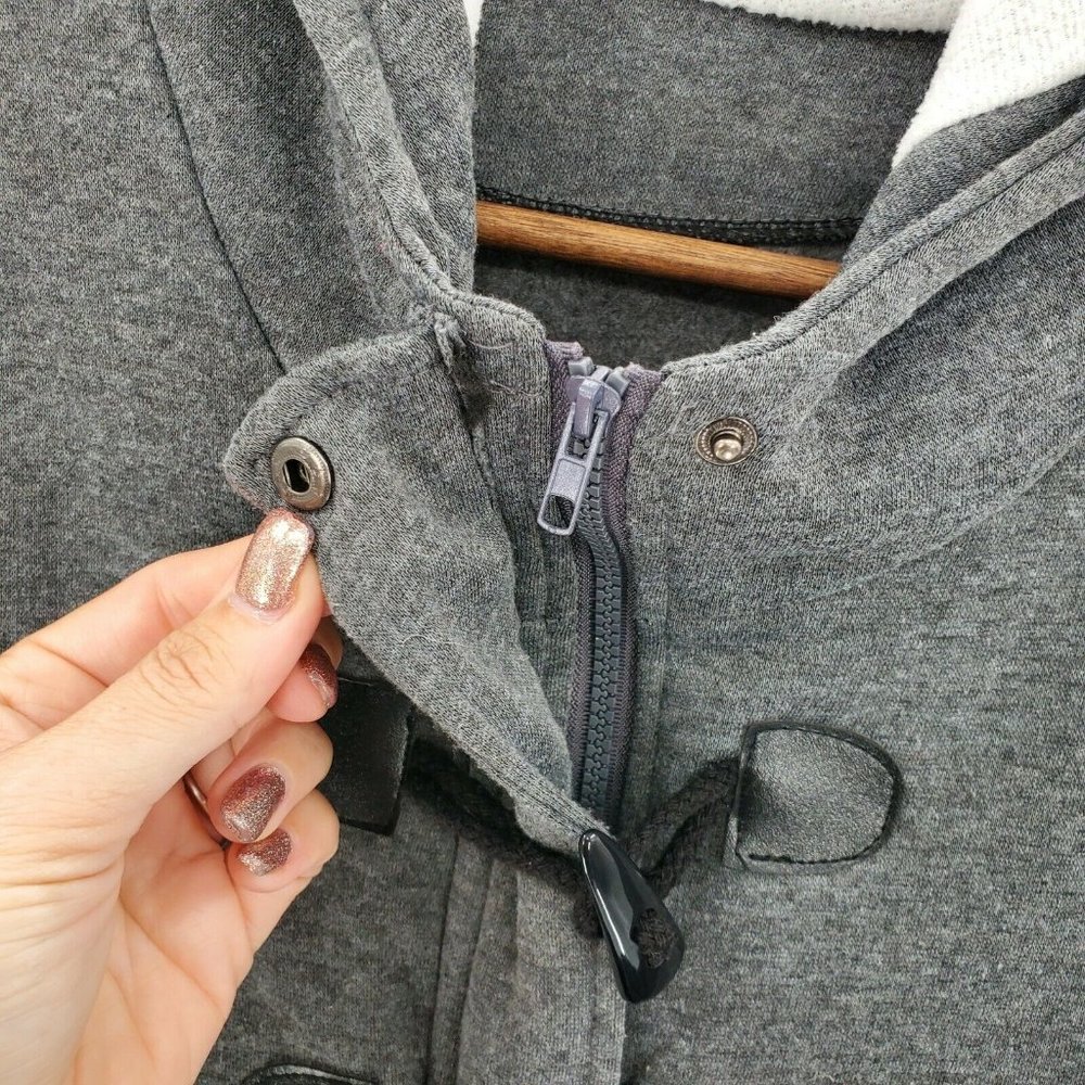 Womens Toggle Duffle Coat Size XL Gray Zip Peacoat - Picture 7 of 10